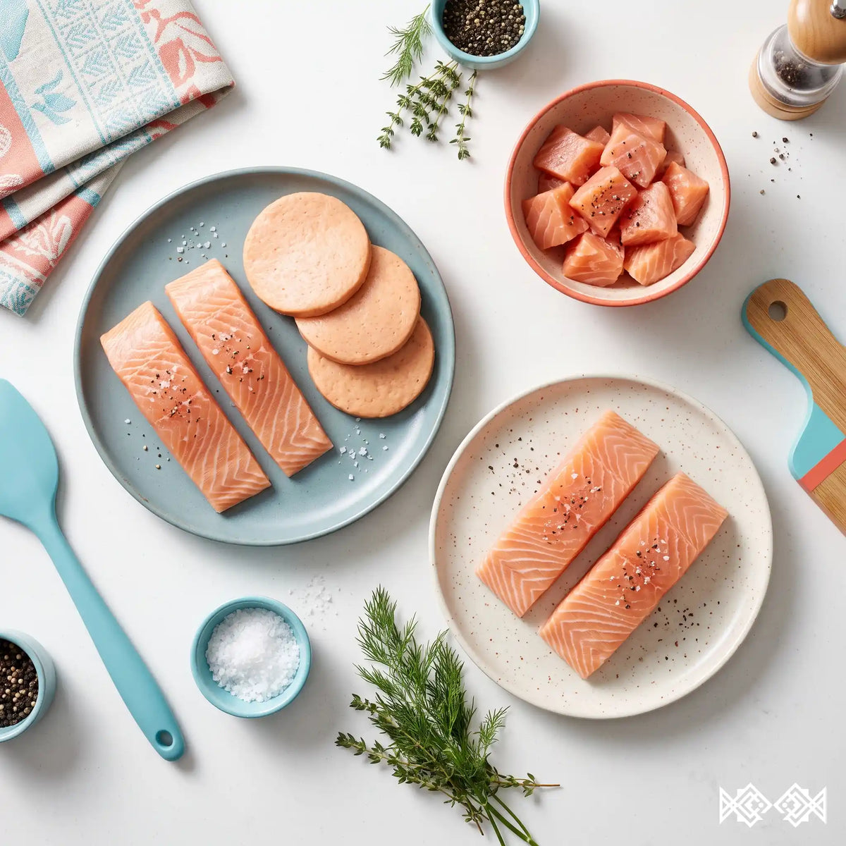 Combo Omega a domicilio en Bogotá: Filete de Salmón, Hamburguesas de Salmón y Trocitos de Salmón | Pura Agalla